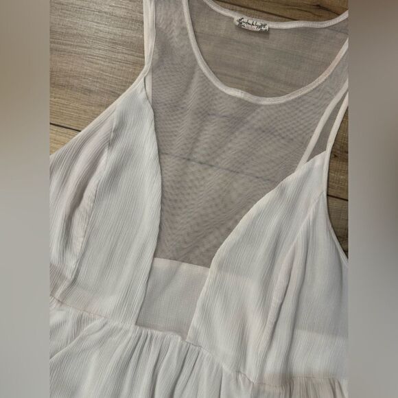Free People intimately Ivory Marble Cami Tank Top L large women’s mesh boho - Picture 13 of 16